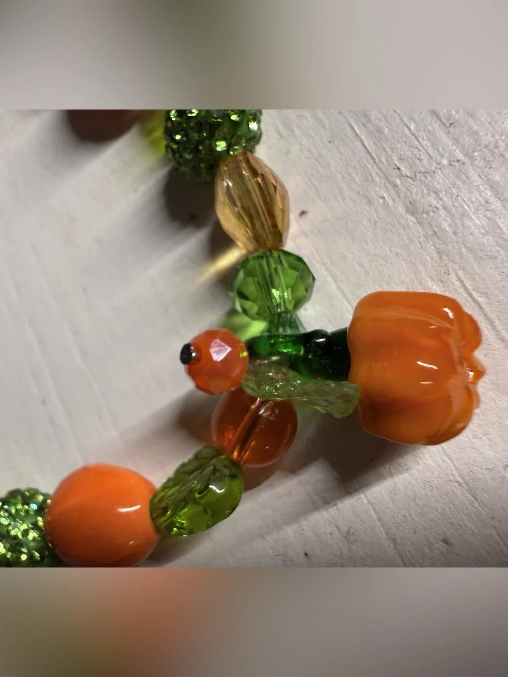 Handmade Glass Pumpkin Patch Beaded Statement Bracelet | Autumn Fall Halloween